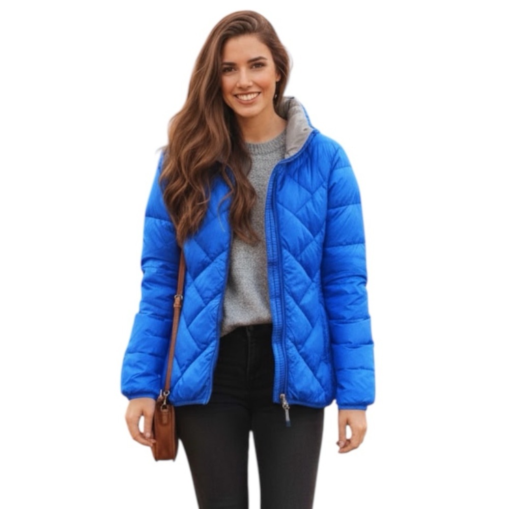 IZOD Perform Down Puffer Lightweight Jacket Pockets Zipper Quilted Goose Coat S